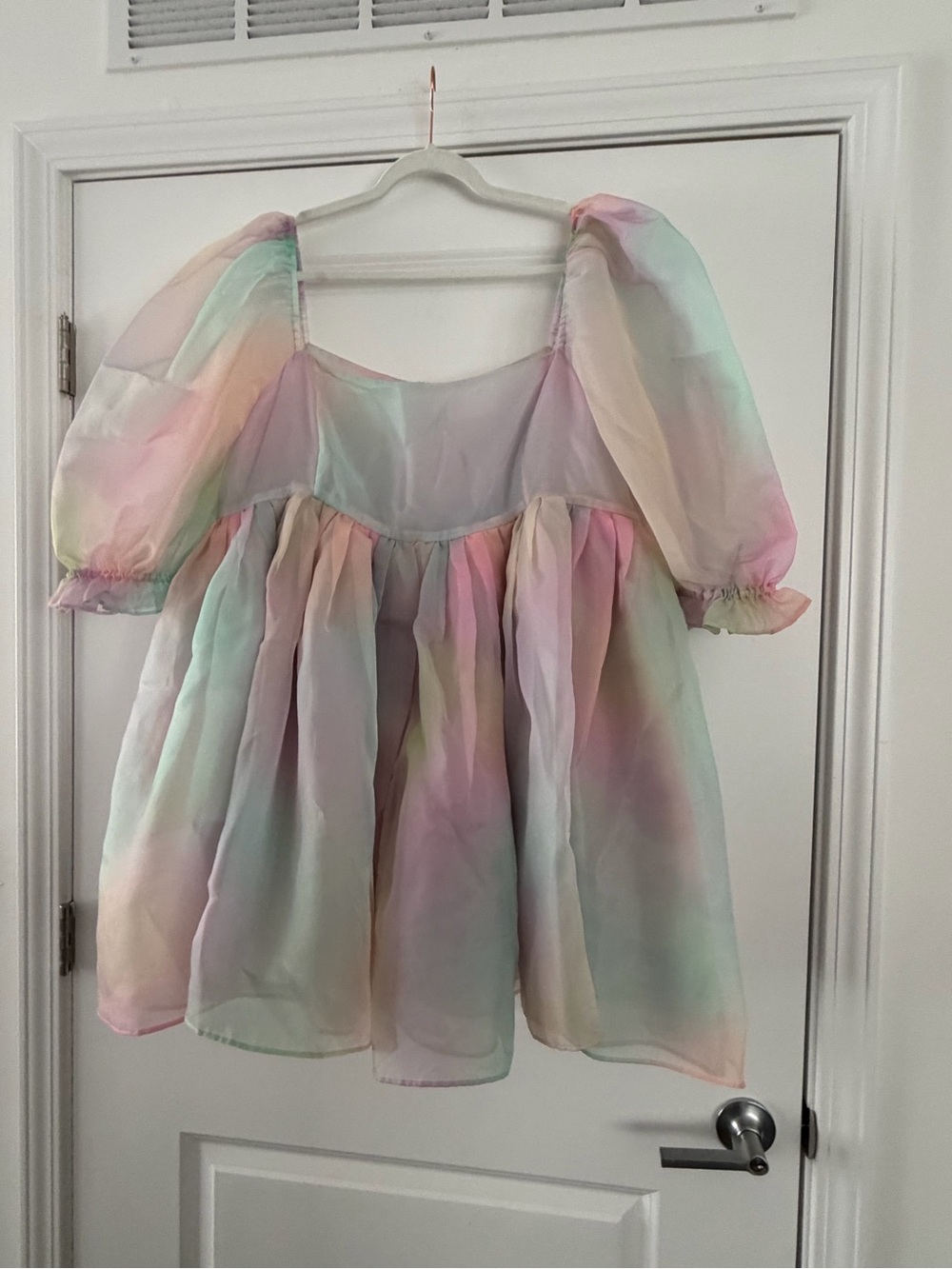 Selkie Pastel Tie-Dye Puff Sleeve Babydoll Top
